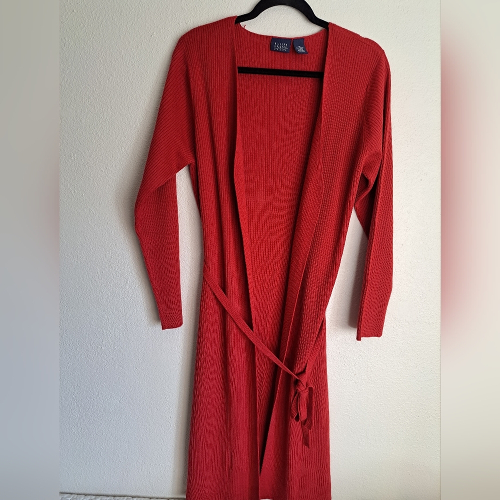 HILLARD & HANSON Women Xl women's cardigan in brick orange color